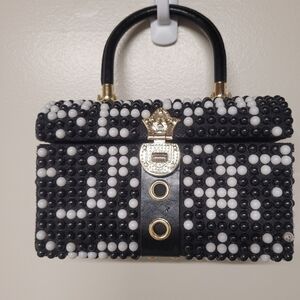 Vintage woven beaded box handbag purse from Hong Kong